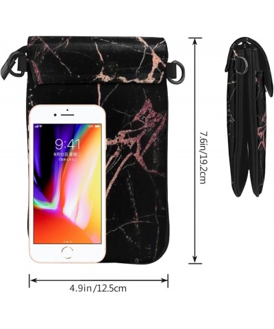 Black And White Marble Print Crossbody Mini Phone Bag For Women,Fashionable Cute Pu Splashproof Phone Bag,With Card Slot Blac...