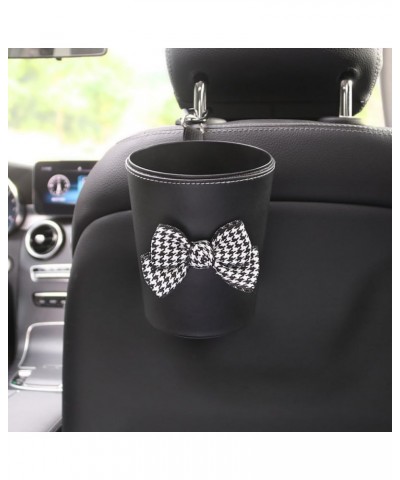 Bow Car Trash Can with Waterproof Inner Tank Car Backseat Hanging Tissue Holder Car Accessories Car Decor (White Camellia Tis...