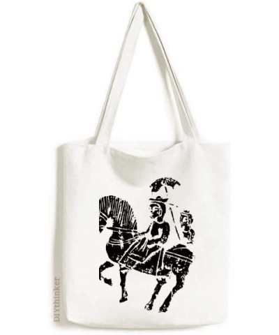 China Wei Jin Dynasties Horse Riding Pattern Tote Canvas Bag Shopping Satchel Casual Handbag $17.97 Totes