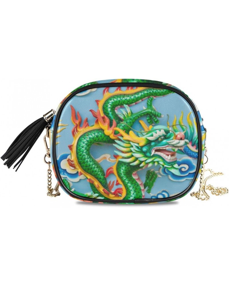 Beautiful Green Dragon Chinese PU Leather Small Women Crossbody Shoulder Bag Purse Wallet with Adjustable Chain Strap $12.71 ...