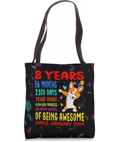 8 Years Of Being Awesome 8th Birthday Kids Dabbing Corgi Tote Bag $14.67 Totes