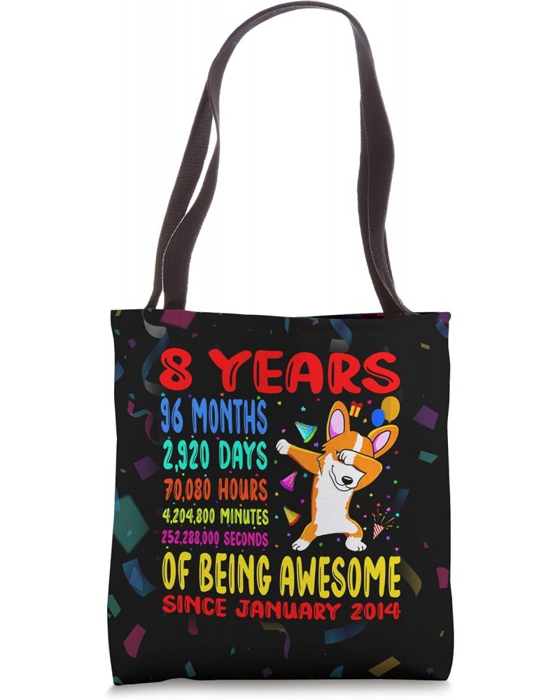 8 Years Of Being Awesome 8th Birthday Kids Dabbing Corgi Tote Bag $14.67 Totes