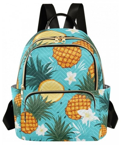 Mini Backpack Purse for Women, Pineapple Flower Teal Travel Bag Casual Daypack Shoulder Bag Medium $17.59 Backpacks