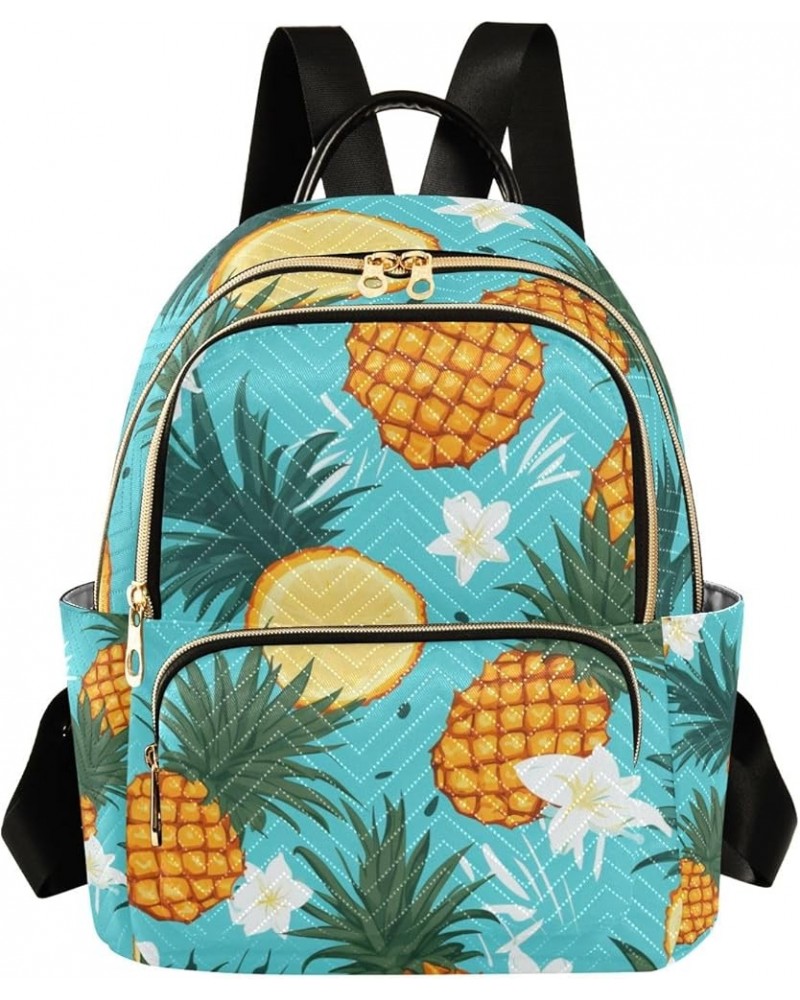 Mini Backpack Purse for Women, Pineapple Flower Teal Travel Bag Casual Daypack Shoulder Bag Medium $17.59 Backpacks