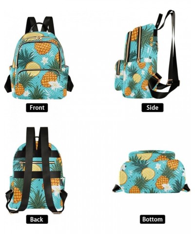 Mini Backpack Purse for Women, Pineapple Flower Teal Travel Bag Casual Daypack Shoulder Bag Medium $17.59 Backpacks