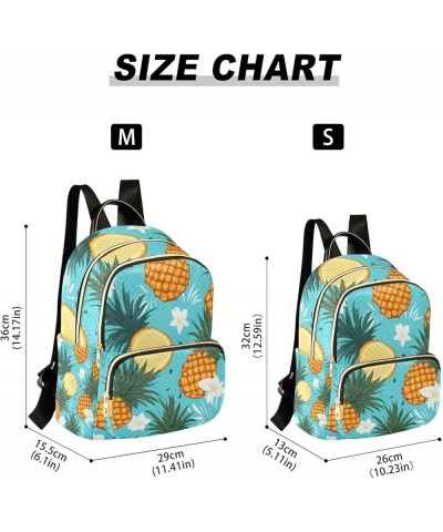 Mini Backpack Purse for Women, Pineapple Flower Teal Travel Bag Casual Daypack Shoulder Bag Medium $17.59 Backpacks