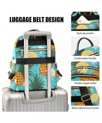 Mini Backpack Purse for Women, Pineapple Flower Teal Travel Bag Casual Daypack Shoulder Bag Medium $17.59 Backpacks