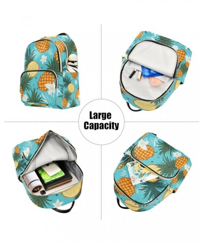 Mini Backpack Purse for Women, Pineapple Flower Teal Travel Bag Casual Daypack Shoulder Bag Medium $17.59 Backpacks