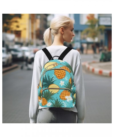 Mini Backpack Purse for Women, Pineapple Flower Teal Travel Bag Casual Daypack Shoulder Bag Medium $17.59 Backpacks