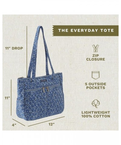 Everyday Tote | Lightweight Quilted Fabric Handbags for Women Navy Floral $30.34 Shoulder Bags