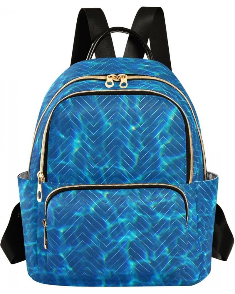 Fashion Backpack Mini Backpack Purse Casual Daily Backpack Blue Water Wave for Travel for College Work Small $21.27 Backpacks