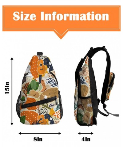 Boho Sling Bag Crossbody Bag for Women Men Bohemian Cowboy Desert Cactus Guitar Waterproof Hiking Backpack Lightweight Chest ...