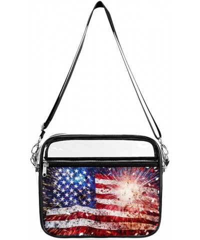 Usa-flag-outdoors Pattern Clear Crossbody Shoulder Purse Bag for Men Women, Stadium Clear Messenger Bag Style $13.49 Crossbod...