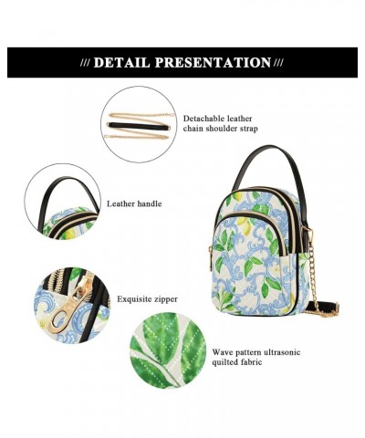 Floral Lemon Crossbody Bag for Women Cell Phone Purse Wallet with Removable Chain Shoulder Handbag for Work Passport Travel P...