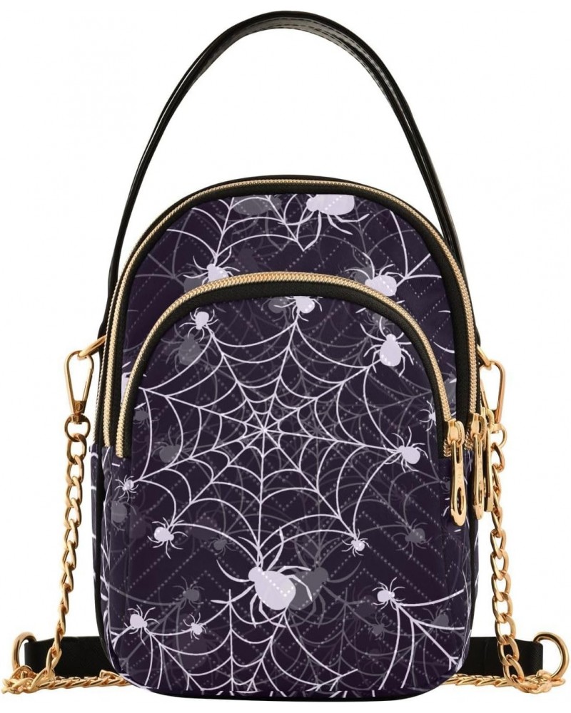 Halloween Spider Web Crossbody Bags for Women Cross Body Bags Casual Satchel with Chain Strap for Daily Use $14.81 Satchels