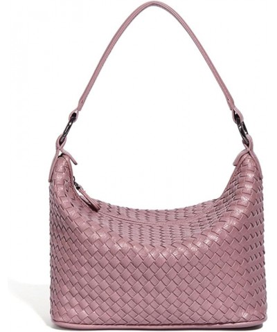 Women Woven Shoulder Bag, Fashion Weave Top Handle Handbag Purse Retro Handmade Crossbody Bag Hobo Underarm Bag Pink $14.02 S...