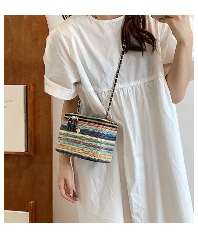 Straw Crossbody Bags for Women with Chain Chic Satchel Bags for Women Fashion Beach Bag Handbag Purse Travel Summer Brown/Kha...