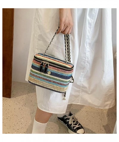 Straw Crossbody Bags for Women with Chain Chic Satchel Bags for Women Fashion Beach Bag Handbag Purse Travel Summer Brown/Kha...