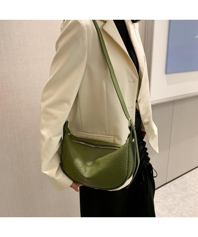 Crescent Crossbody Bag for Womens Genuine Leather Bag Designer Hobo Shoulder Togo Leather Adjustable Strap Half Moon Bag Gree...