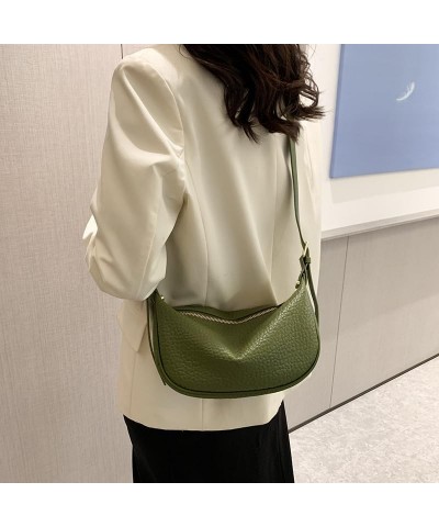 Crescent Crossbody Bag for Womens Genuine Leather Bag Designer Hobo Shoulder Togo Leather Adjustable Strap Half Moon Bag Gree...