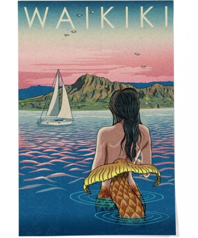 24x36 Inch Giclee Print, Waikiki, Hawaii, Mermaid Japanese Woodblock $21.00 Totes