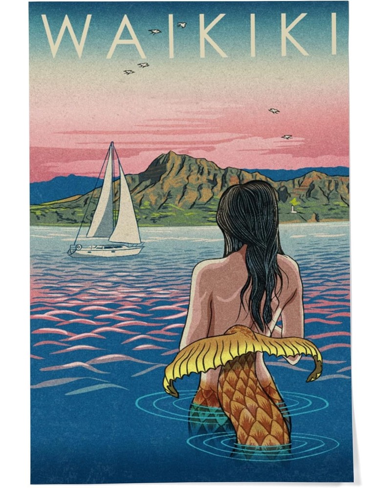 24x36 Inch Giclee Print, Waikiki, Hawaii, Mermaid Japanese Woodblock $21.00 Totes