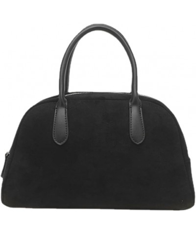 Retro Handbag for Women Top Handle Shoulder Bag Fake Suede Ladies Purse Commuter Bag Black $15.03 Totes