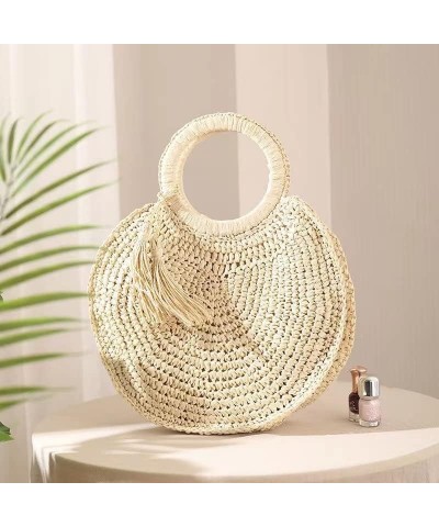 Women Straw Bags Summer Beach Large Tote Bag Handmade Woven Shoulder Crossbody Handbag (Color : Medium) H $13.19 Totes