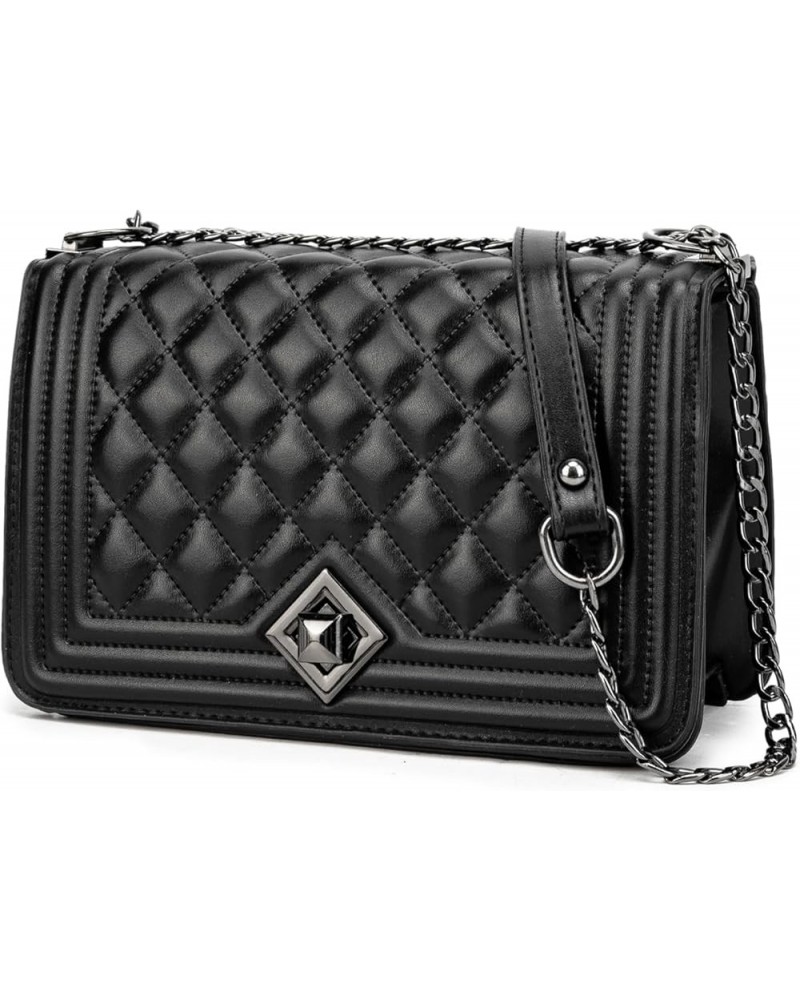 Women'S Small Crossbody Bag Pu Leather Shoulder Bag Small Handbag Clutch Bag Fashion Versatile Evening Bag Black-retro Grid $...