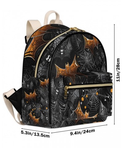 Halloween Bats Webs Mini Backpack Purse for Women, Polka Dot Small Fashion Backpack PU Leather Casual Daypack Travel Shoulder...