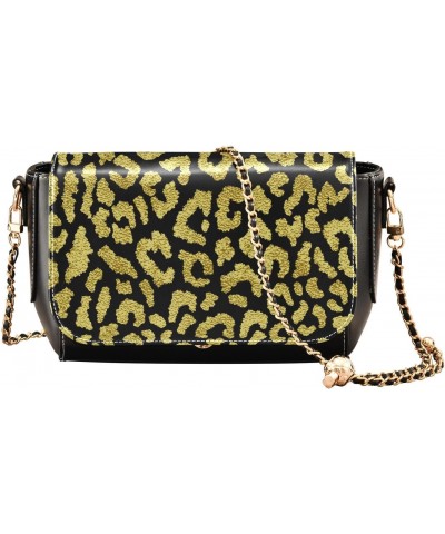 Chain Bag Gold Leopard Pattern Small Crossbody Bag PU Leather Shoulder Bag $21.99 Shoulder Bags