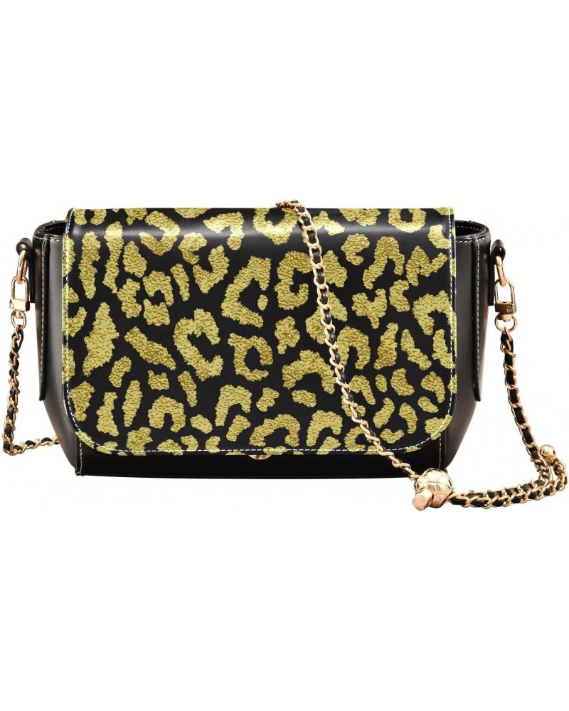 Chain Bag Gold Leopard Pattern Small Crossbody Bag PU Leather Shoulder Bag $21.99 Shoulder Bags