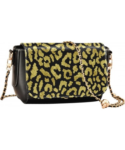 Chain Bag Gold Leopard Pattern Small Crossbody Bag PU Leather Shoulder Bag $21.99 Shoulder Bags