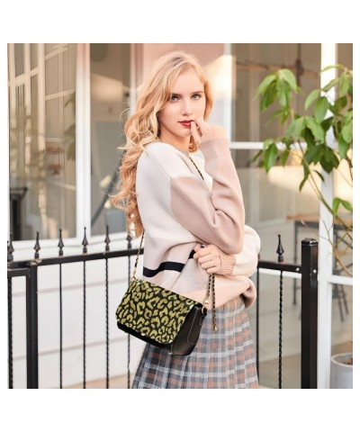 Chain Bag Gold Leopard Pattern Small Crossbody Bag PU Leather Shoulder Bag $21.99 Shoulder Bags