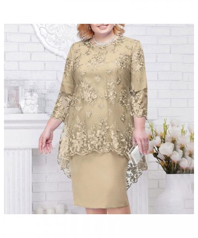 Women Plus Size Sequin Short Midi Dress Ladies Cocktail Evening Party Dress Womens Maxi Dress Long Sleeve Khaki-1 $10.50 Others