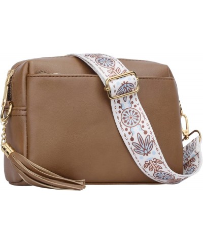 Triple Zip Lightweight Small Crossbody Bags for Women Quilted Shoulder Purses and Handbags Z-brown $16.81 Shoulder Bags