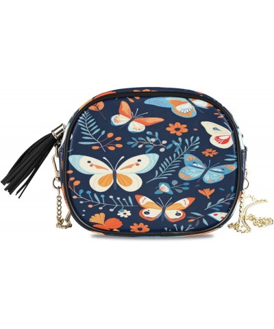 Crossbody Purse Small Crossbody Bags Shoulder Handbags White Blue Butterfly for Women $13.49 Shoulder Bags