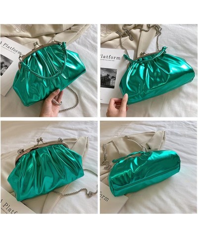 Leather Evening Bag Pleated Clutch Purses Top Handle Shoulder Bags Kiss Lock Handbags (Silver) Golden $23.29 Evening Bags