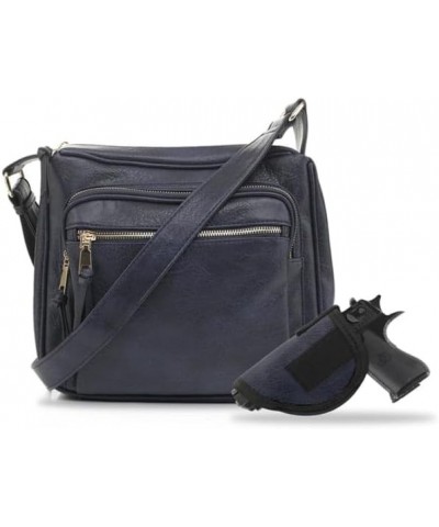 Concealed Carry RFID Blocking Crossbody Purse for Women with Lock and Key Navy $38.49 Crossbody Bags