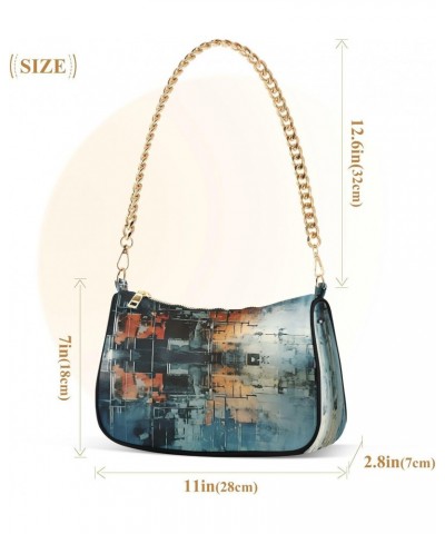 Shoulder Bags for Women Rustic Orange Blue Paint Hobo Tote Handbag Small Clutch Purse with Zipper Closure $13.02 Shoulder Bags