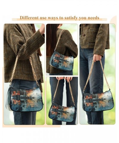 Shoulder Bags for Women Rustic Orange Blue Paint Hobo Tote Handbag Small Clutch Purse with Zipper Closure $13.02 Shoulder Bags