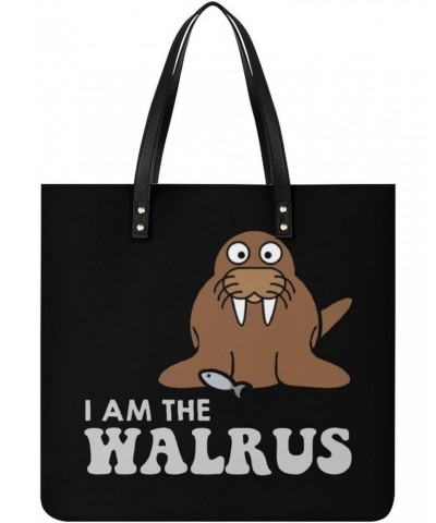 I Am The Walrus Women's Leather Tote Shoulder Bag Fashion Purse Handbag $27.49 Totes