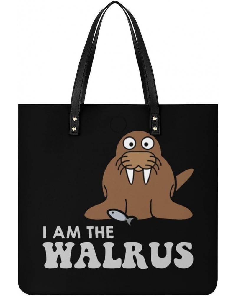 I Am The Walrus Women's Leather Tote Shoulder Bag Fashion Purse Handbag $27.49 Totes