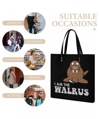 I Am The Walrus Women's Leather Tote Shoulder Bag Fashion Purse Handbag $27.49 Totes