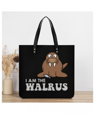 I Am The Walrus Women's Leather Tote Shoulder Bag Fashion Purse Handbag $27.49 Totes