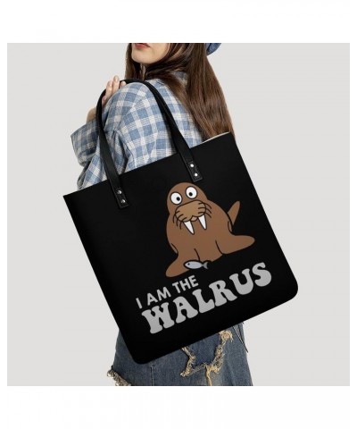 I Am The Walrus Women's Leather Tote Shoulder Bag Fashion Purse Handbag $27.49 Totes