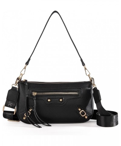 MEDIUM Shoulder Hobo Bags for Women Trendy Purses Leather Clutch Purse and Handbags Hobo-strap Black $10.00 Hobo Bags