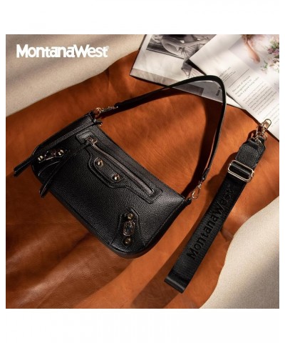 MEDIUM Shoulder Hobo Bags for Women Trendy Purses Leather Clutch Purse and Handbags Hobo-strap Black $10.00 Hobo Bags