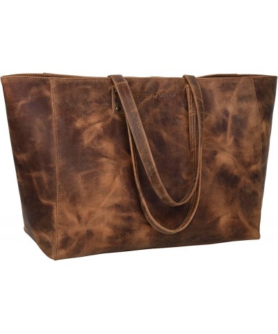 Gift For Mothers Day Avery Leather Tote/Top Handle Shoulder Bag for Women Hunter Brown $38.95 Shoulder Bags