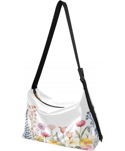 Watercolor Flower and Butterflies Shoulder Bag Purse for Women,Large Leather Handbag Crossbody Bags Adjustable Straps Tote Ba...